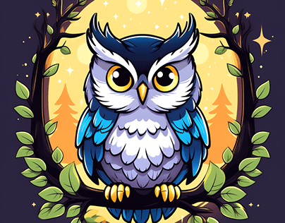 Kawai Style Owl Vector