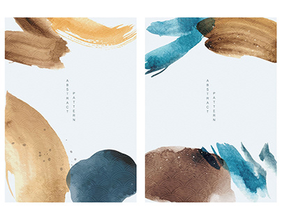 Vector set of abstract art background with watercolor