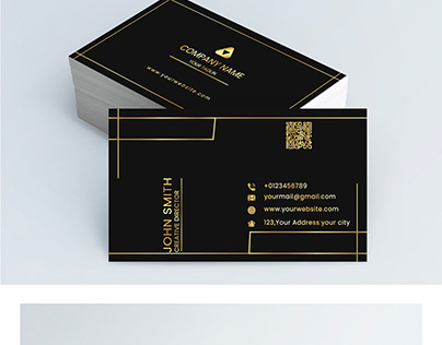 Black gold line business card design