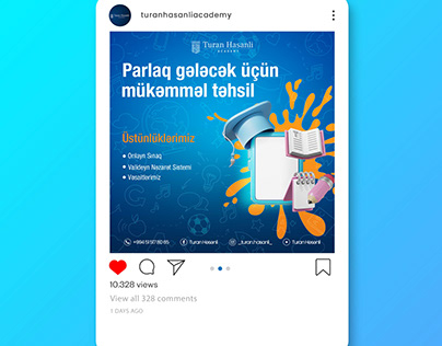 Turan Hasanli Academy üçün sosial media posteri