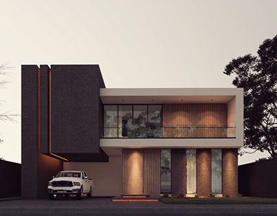 Exterior modern villa rendering and visualization