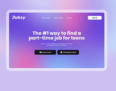 Jubcy — part time job for teens Landing Page
