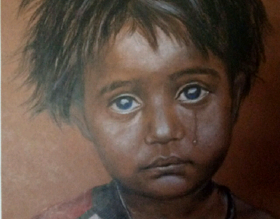 poor child portrait by glass marking pencil