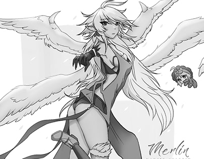 Angel Female Merlin with Saber Lion : FGO