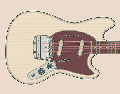 Fender Mustang Guitar Illustration Process