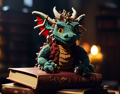 Whispers of Wisdom: The Amigurumi Dragon in the Library