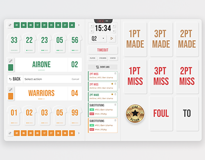 UI design for basket ball scroring app