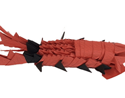 Origami lobster oil painting
