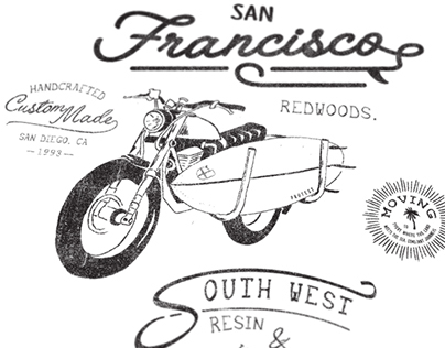 Hand-drawn motorbike print for Protest boardwear