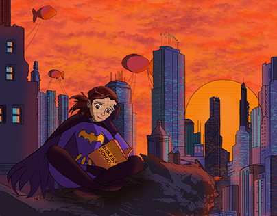 Bored batgirl in a Gotham city