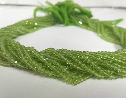 Natural Green Peridot Faceted Rondelle Gemstone Beads