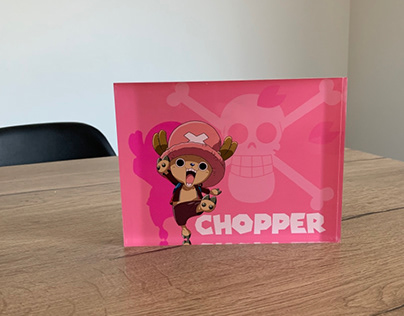 Illustration chopper de one piece sur plexis glass