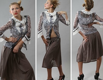 Unique grey shirt with skirt – vintage style Be Unique