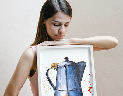 Coffee pot watercolor