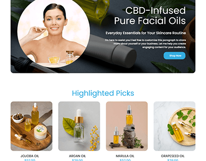Facial Oils Website UI Design