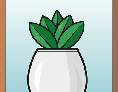 Green houseplant in a white ceramic vase