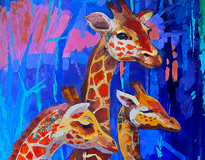 Giraffes | oil paints