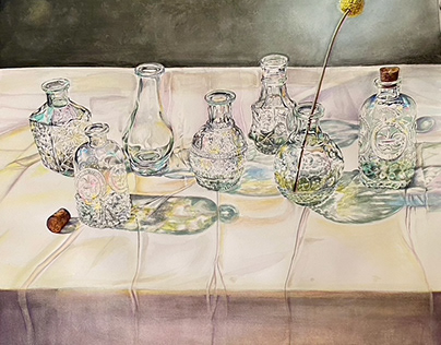 GLASS ON TABLE : WATERCOLOUR