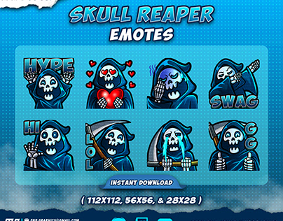 SKULL REAPER TWITCH EMOTES TEMPLATE FOR STREAMER