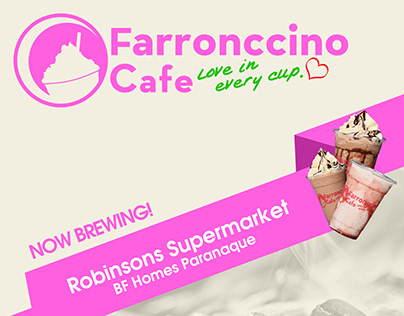 Farronccino Cafe promo materials and collaterals