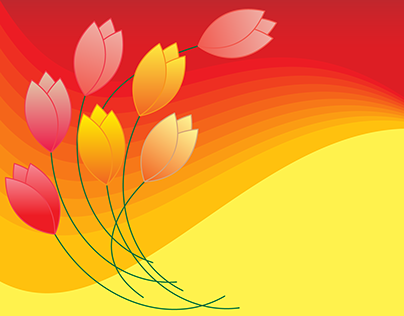 Illustration, vector drawing, flower, tulip, red