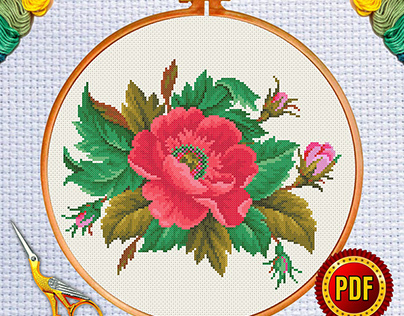 Elegant Flower Cross Stitch Pattern 26
