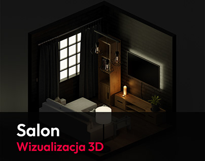 Salon w rzucie izometrycznym - Wizualizacja 3D