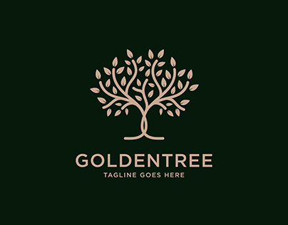 Golden Tree Oak Banyan Maple logo design vector