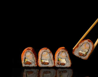 Rice and Roll sushi restaurant mock logo and branding