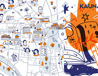 Illustration & Map Design | Famous writers in Kaunas