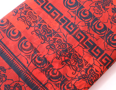 Linen print_Polynesian Tattoos_ Flower _ Traditional