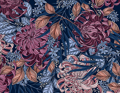 Pattern Illustration: Chrysanthemum Garden