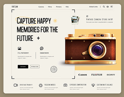 Vintage Photography and camera store web landing page