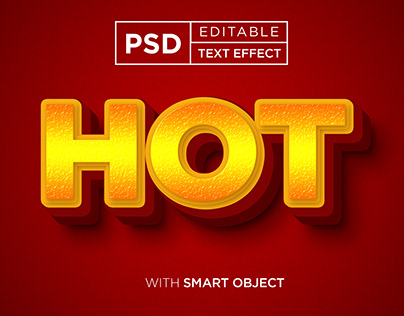 Hot editable text effect mockup with smart object