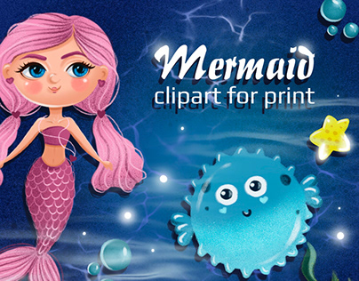 Mermaid, clipart for print