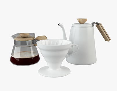 Hario Coffee Set 3d Model