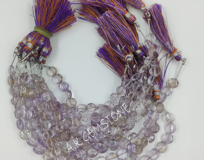 Purple Ametrine Briolette Round Coin Gemstone Beads