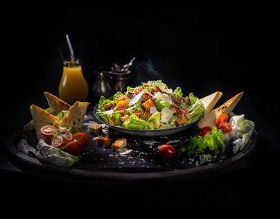 Food photography of a ceasar salad