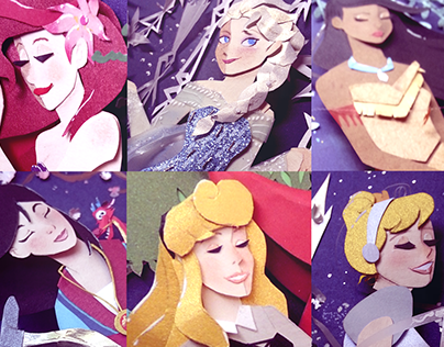 Disney Characters - Paper Cut illustration