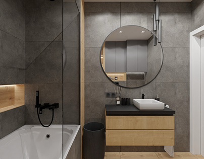 bathroom design in an apartment of 72 m2.