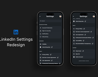 LinkedIn setting screen redesign