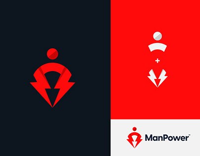 Human Icon + Bolt Power' for #Manpower Company.