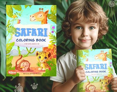 Coloring book for children, safari animals