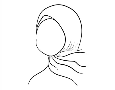 Muslim woman in headscarf outline style