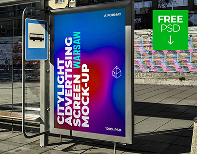 Free Warsaw Outdoor Citylight Ad Screen Mock-Up 11 v3