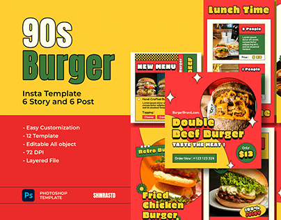 90s Burger Shop Instagram Template