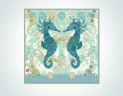 Illustrations for scarf ”Sea creatures”