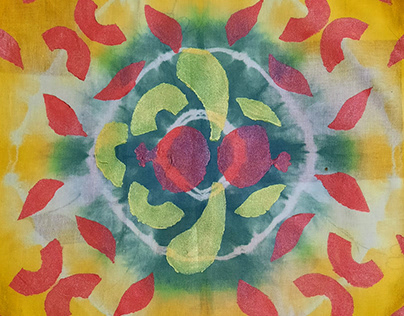 Stenciling on Tie and dye
