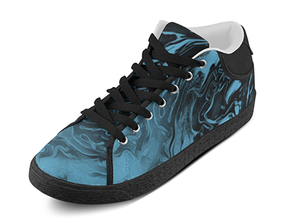 Blue and Black Swirls (fusion) - chukka canvas shoes