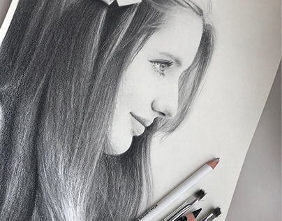Portrait drawing with pencil